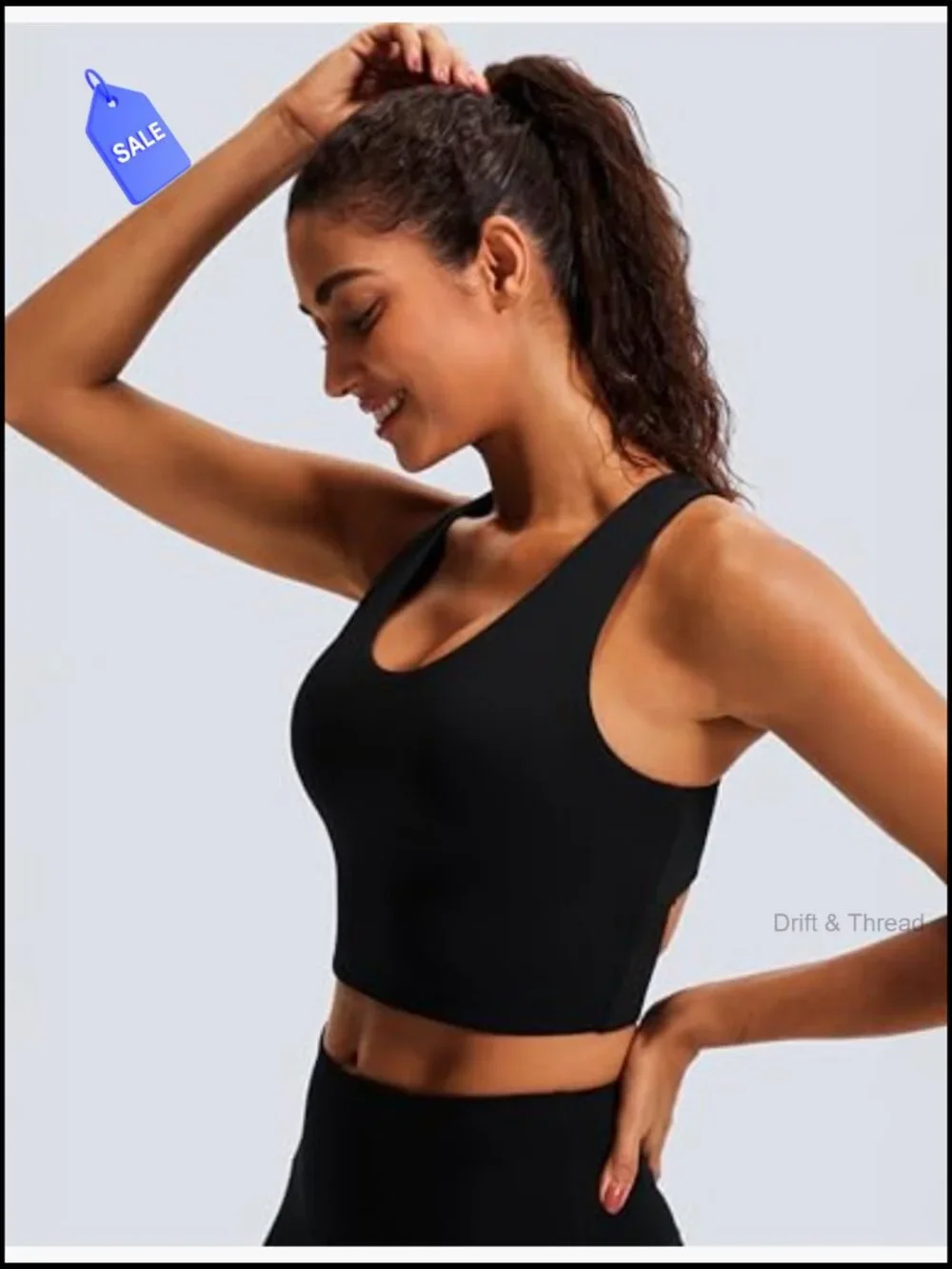 Medium Support Sports Bra with Criss Cross Back Longline Crop Top